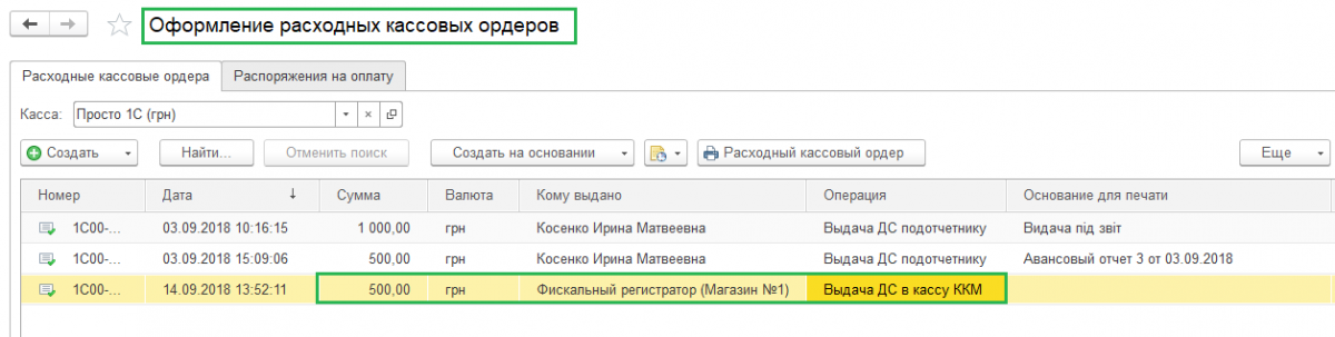 Кассовый ордер Кассовый ордер